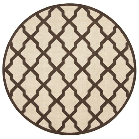 Safavieh 6 ft.-7 in. x 6 ft.-7 in. Round Linden 100 Power Loomed RugNatural & Brown LND122B-6R